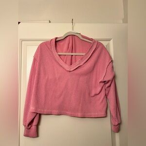 Altar'd State Pink Ribbed Hoodie